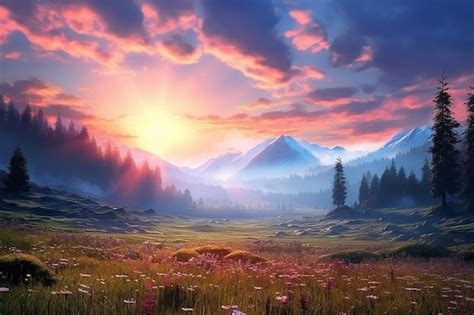 Premium AI Image | sunrise meadow