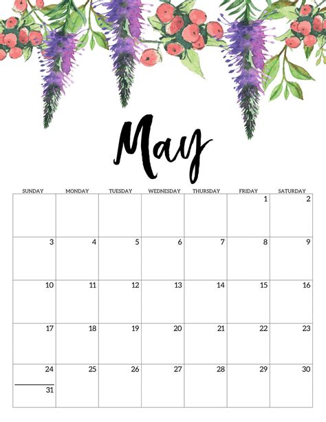 Floral May 2020 Calendar | Free printable calendar, Print calendar, Calendar wallpaper