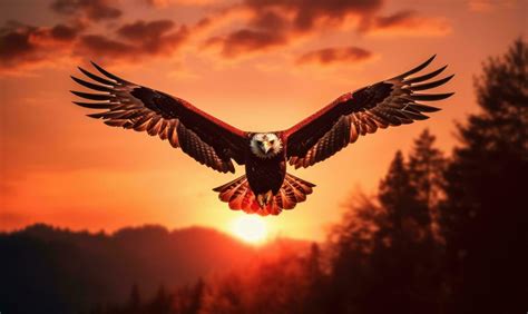 Bald Eagle Flying on Sunset Background. Generative Ai 25853484 Stock ...