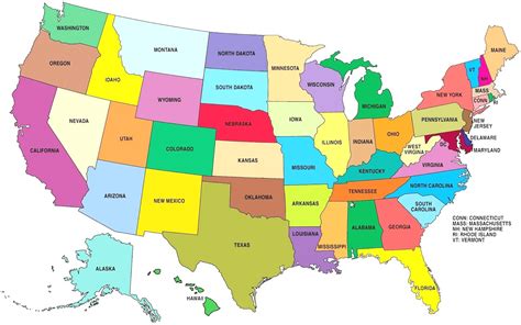 United States Map Labeled Printable