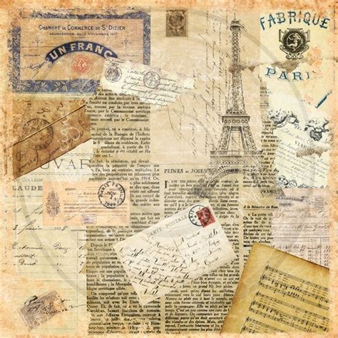 French Collage Scrapbook Paper Vintage Ephemera Instant