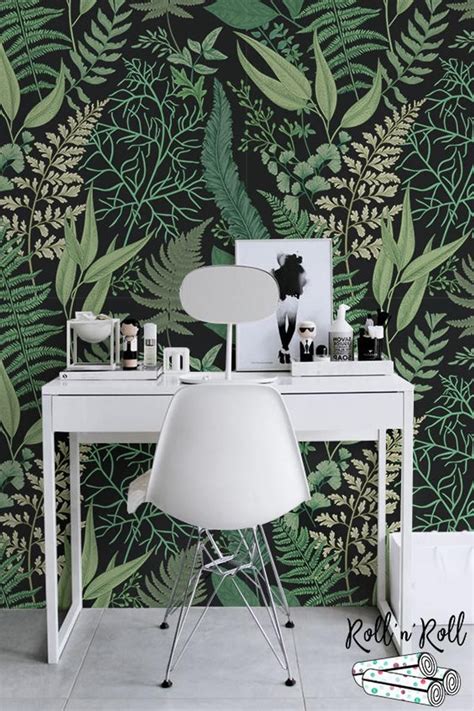Herbs dark floral wallpaper Botanical wallpaper Removable | Etsy Floral Bathroom Wallpaper ...