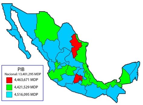 The GDP of Mexico divided into 3 almost equal parts : r/MapPorn