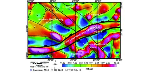 Structural map showing the locations of oil wells in the area ...