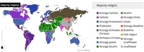 A Map Of The Most Common Religion In Each Country - Flytrippers