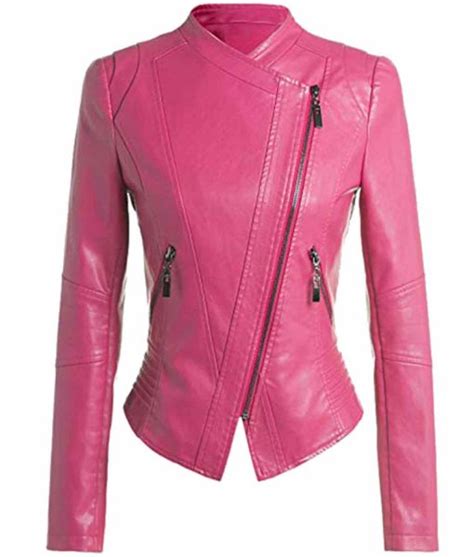 Women's Slim Fit Style Biker Hot Pink Leather Jacket - Jackets Creator