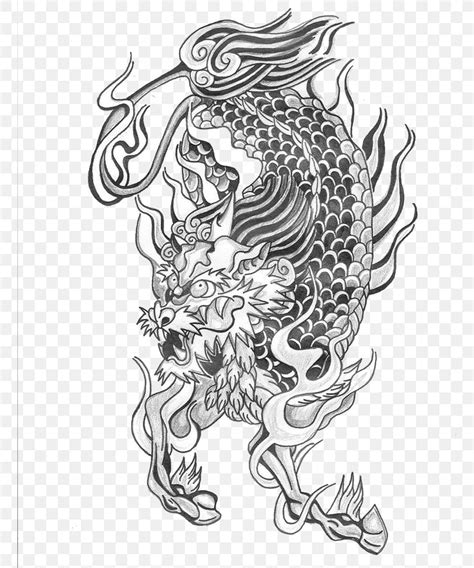 Tattoo Qilin Chinese Dragon Unicorn Pixiu, PNG, 759x984px, Watercolor ...