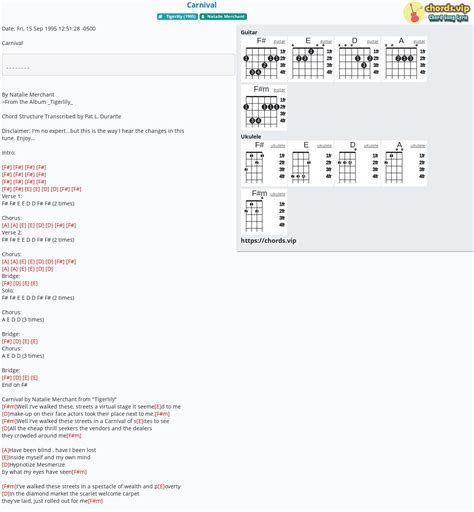 Chord: Carnival - tab, song lyric, sheet, guitar, ukulele | chords.vip