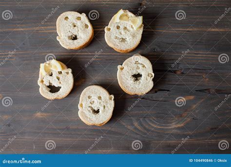 Faces from bread stock photo. Image of happy, hungry - 104490846