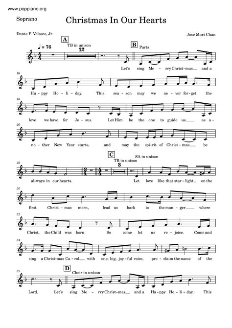 Christmas In Our Hearts | Sheet Music | Piano Score Free PDF Download ...