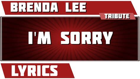 I'm Sorry - Brenda Lee tribute - Lyrics - YouTube