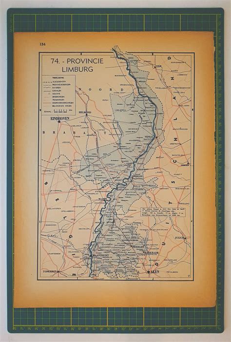 1941 Vintage Map of Limburg Province of the Netherlands