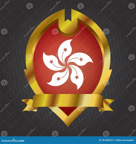 Hong kong flag badge stock vector. Illustration of shape - 187486223