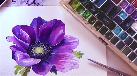 HOW TO PAINT A FLOWER IN WATERCOLOR. Tutorial Step by Step. 🌺 Anemone🌺 ...