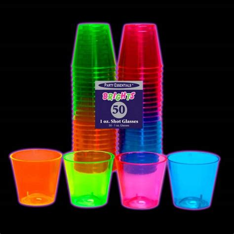 Party Essentials Hard Plastic 1-Ounce Shot Glasses, 50-Count, Assorted Neon – Party Supply Factory