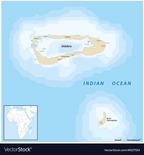 Map of aldabra atoll sychelles Royalty Free Vector Image