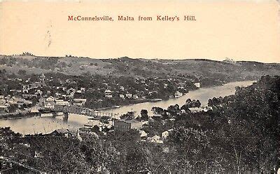 D35/ McConnelsville Malta Ohio Postcard 1915 Kelley's Hill Birdseye ...