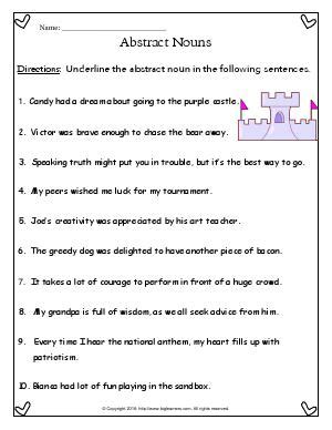 abstract nouns worksheet k5 learning - using concrete and abstract nouns worksheet k5 learning ...