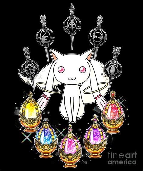 Madoka Magica Magical Kyubey Drawing by Fantasy Anime