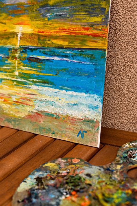 Seaside Sunset Painting Sea Art Seaside Art Modern Sunset | Etsy