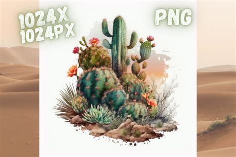 Watercolor Cactus Desert Opuntia Image Graphic by Dremari Graphics · Creative Fabrica