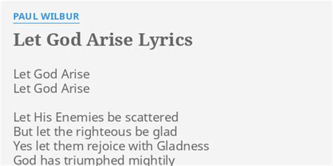 "LET GOD ARISE" LYRICS by PAUL WILBUR: Let God Arise Let...