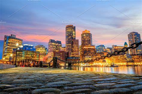 Boston skyline sunset | High-Quality Architecture Stock Photos ~ Creative Market