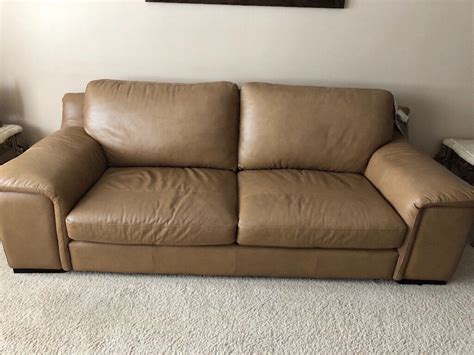 New Tan Leather Sofa (3 seat, 2 seat & chair) | in Dundee | Gumtree