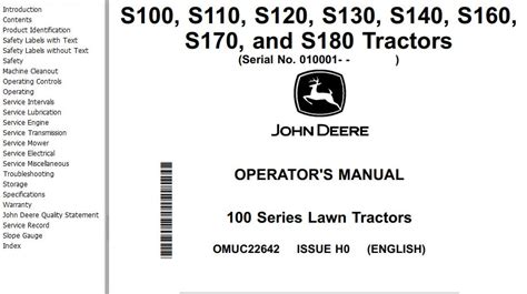 John Deere S100 - S180 Operators Manual PDF