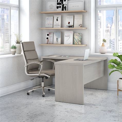 Office by kathy ireland Echo L Shaped Desk in Gray Sand Bush Furniture ...