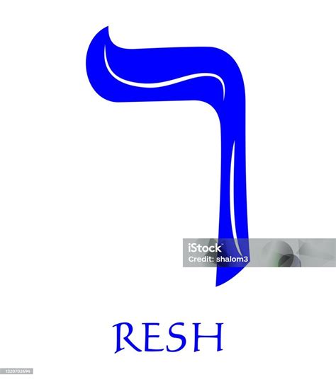 Hebrew Alphabet Letter Resh Gematria Head Symbol Numeric Value 200 Blue ...