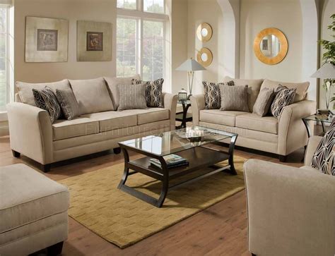 Beige Jute Microfiber Modern Sofa & Loveseat Set w/Options