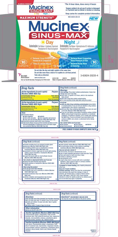 Mucinex Sinus-Max Day Night Maximum Strength (kit) Reckitt Benckiser LLC