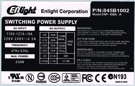 Power Supply: Power Supply Label