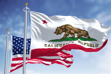 California State Flag Waving with United States Flag - Public Policy ...