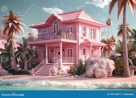 Pink Princess House, Pink Color Doll House, Castle Stock Illustration ...