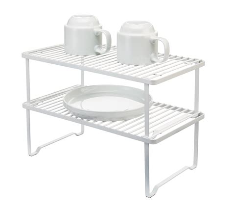 Type A Linear Stackable Storage & Organizer Shelf Rack For Kitchen Cupboard/Cabinet, White ...