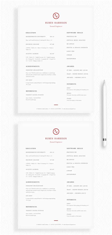 Simple CV Template Professional Resume Template Minimalistic CV With Cover Letter and References ...