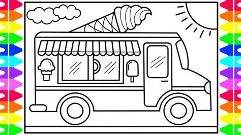 How to Draw an Ice Cream Truck for Kids 💙💜💚 Ice Cream Truck Drawing and Coloring Pages for Kids ...