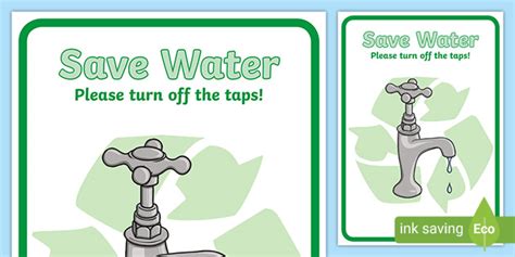 Eco And Recycling Turn Off the Taps Display Poster