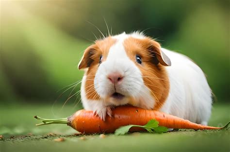 Premium Photo | A guinea pig eating a carrot