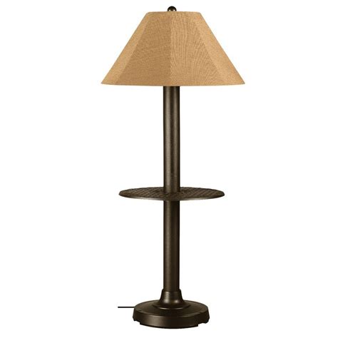 Patio Living Concepts Catalina 63.5 in. Bronze Outdoor Floor Lamp with Tray Table and Straw ...