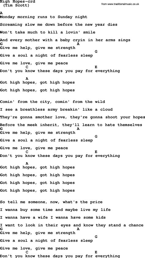 Bruce Springsteen song: High Hopes, lyrics and chords