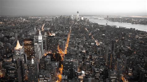 Wallpaper : white, black, city, cityscape, skyline, skyscraper, evening, orange, New York City ...