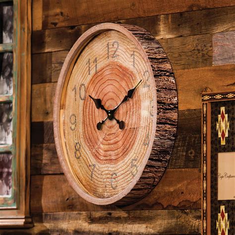 Round Wood Bark Wall Clock | Wood wall clock, Wood clocks, Diy clock wall