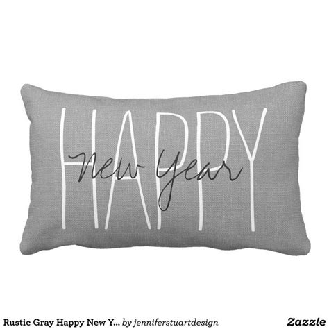 Rustic Gray Happy New Year Lumbar Pillow | Zazzle.com | Rustic throw pillows, Monogram throw ...