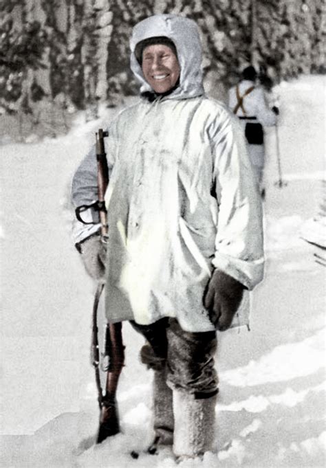 Simo Häyhä with his M/28-30 during the Winter War [1500x2156] (Colorized, OC) : r/MilitaryPorn