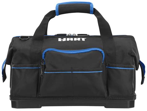 HART 16-inch Hard Bottom Tool Bag, Waterproof Base, Black and Blue ...