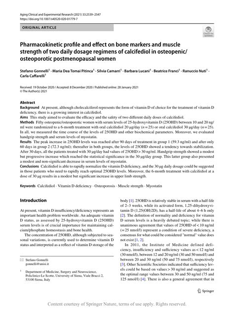 (PDF) Pharmacokinetic profile and effect on bone markers and muscle strength of two daily dosage ...