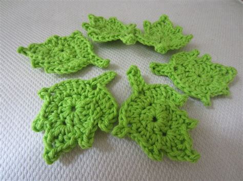 Items similar to Crochet Leaf Applique - Green - Set of 6 on Etsy